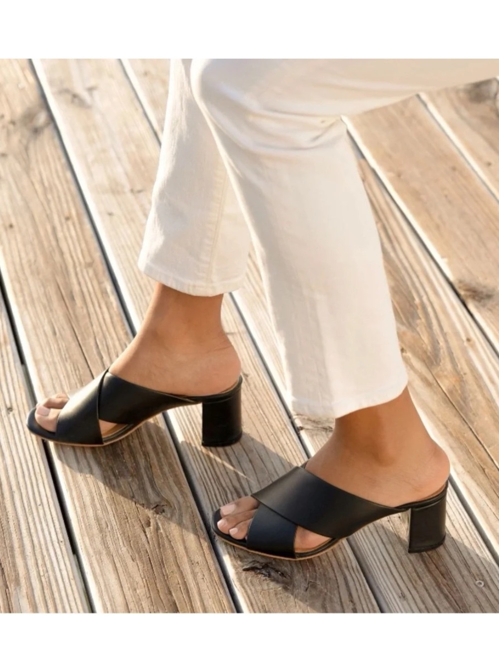 Nisolo black criss-cross open-toe heels